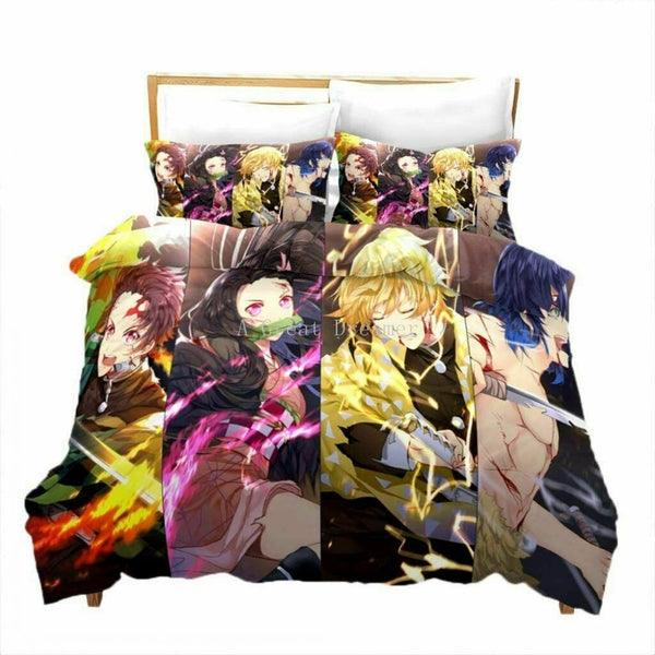Bedding Set Anime Demon Slayer 3D Printed Duvet Covers Pillowcases Comforter Bedding Set Bedclothes 220x240 Bed Linen