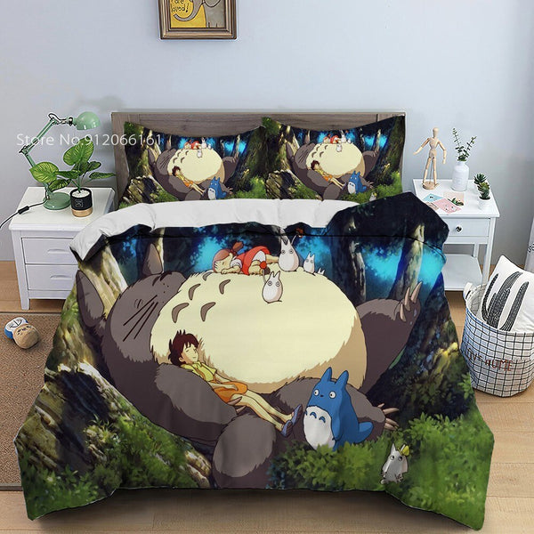 2/3 Pieces Tetro Next Door Bedding Set Cartoon Totoro Animation Duvet Cover Anime Doudoulong Next Door Bed Cover Set Pillowcas