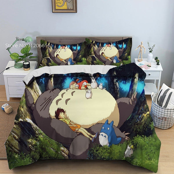2/3 Pieces Tetroro Next Door Bedding Set Cartoon Totororo Animation Duvet Cover Anime Doudoulongong Next Door Bed Cover Set Pillowcase
