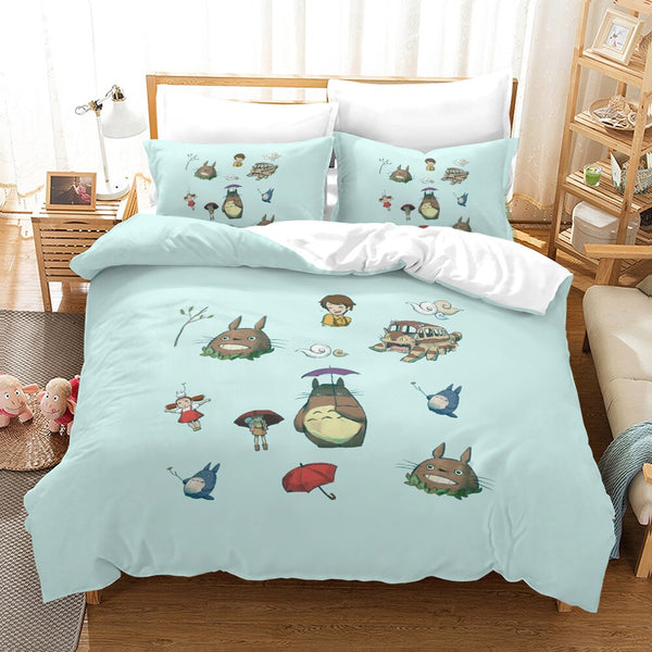 3D Japan Anime Neighbor Totoro Bedding Set Duvet Cover Luxury for Kids 150 Bed Set Quilt Cover Twin King Size Bedroom Set Queen
