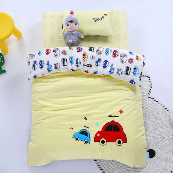 Embroidered 3pcs/set Children's Bedding Set AB version Cotton Kindergarten Quilt Cover Bed Sheets Baby Crib Bedding Set