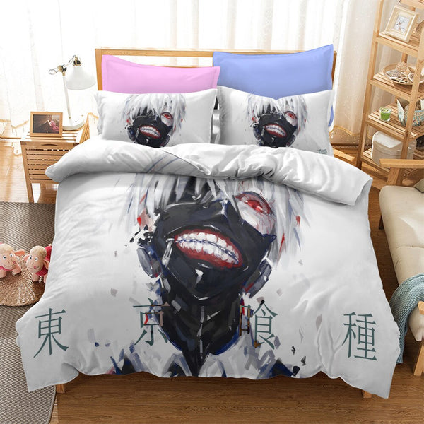 Tokyo Anime Ghoul Bedding Set Comforter Duvet Covers Pillowcases Comfortable Bed Set King Queen Single Size Luxury Linen Bedding