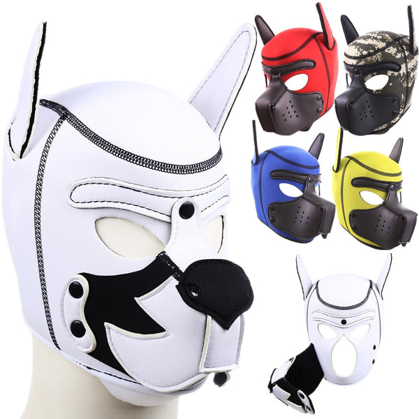 Role Play Dog Sexy Cosplay Costume Full Head Mask Soft Padded Latex Rubber Puppy Removable Toy