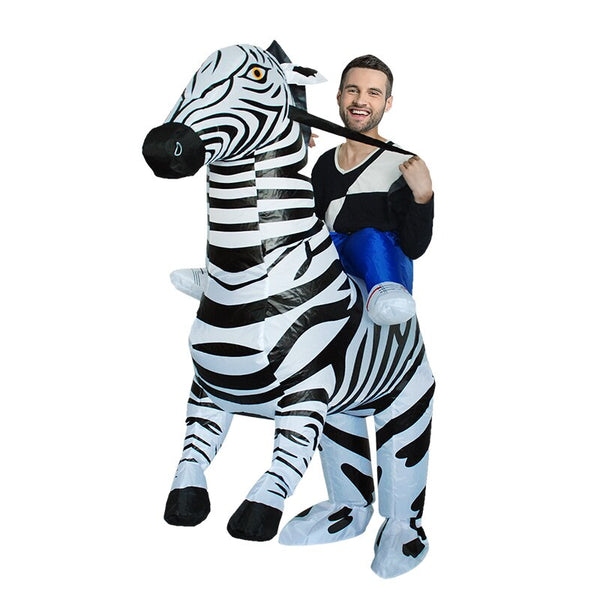 Parent-Kids Family Games Inflatable Costumes Halloween Cosplay Costume Black White Striped Animal Zebra for Adult Kids