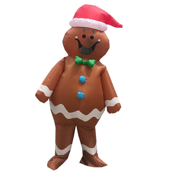 Christmas Cosplay Gingerbread Man Inflatable Costumes Fancy Adult Halloween Party Role Play Inflated Germant Dress Up for Woman