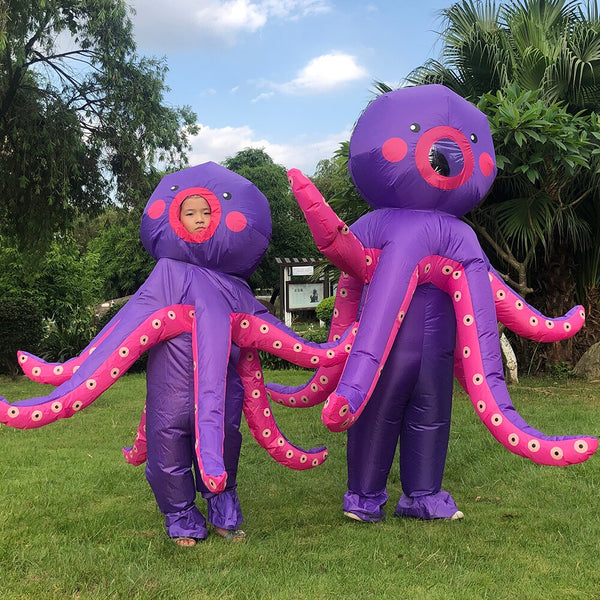 Kinder Erwachsene Cosplay Octopus Aufblasbares Kostüm für Halloween Party Anzug Weihnachtskostüm Sprengkleid für Mann Maskottchen Kleidung