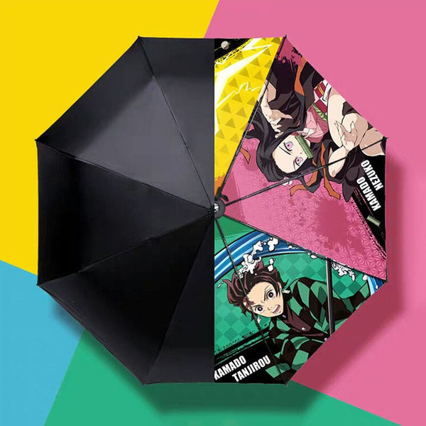 Devil's Blade Automatic Folding Anime Umbrella Demon S Slayer Kimetsu Yaiba Ninja Samurai Umbrella Rain Men Windproof Parasol