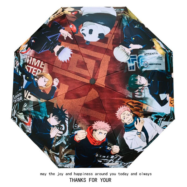 Anime Jujutsu cos Kaisen Itadori Yuji Dual-use Umbrella Portable Folding Sun Rain Umbrella Men Women Student Umbrella Xmas Gifts