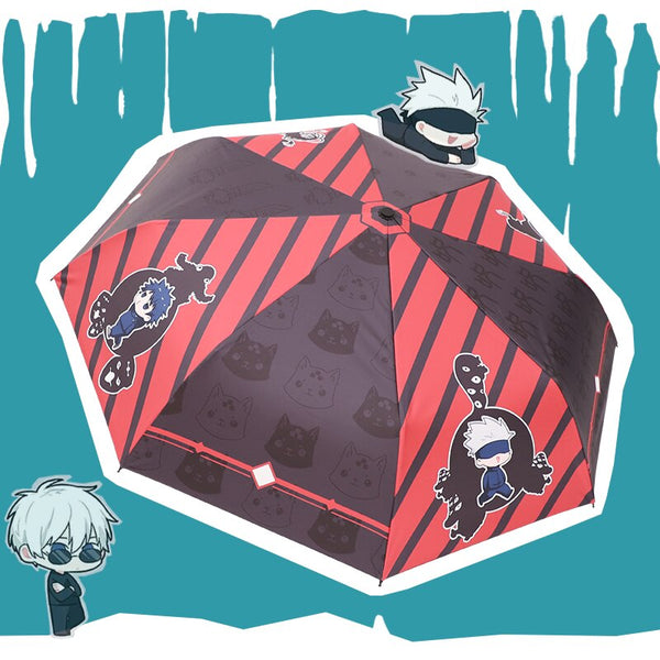 Anime Jujutsu cos Kaisen Gojo Satoru Dual-use Umbrella Portable Folding Sun Rain Umbrella Men Women Cartoon Umbrella Xmas Gifts