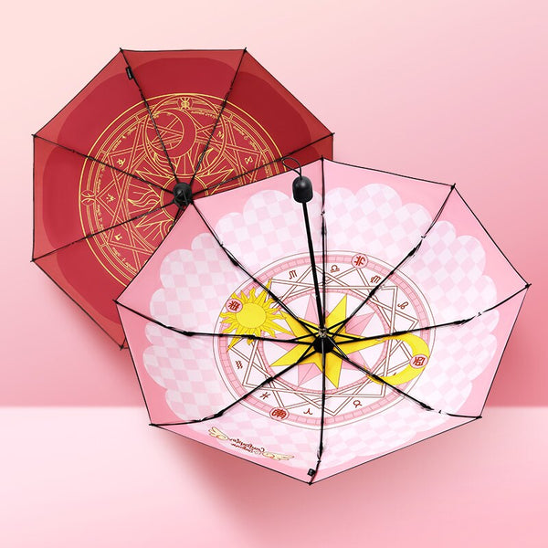Anime Card Captor Sakura Kinomoto Sakura Theme Cosplay Folding Sun Rain Umbrella Men Women Anti-UV Travel Parasol Sunshade Gifts