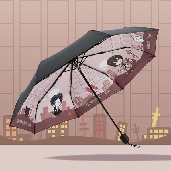 Anime Bungo Stray Dogs Nakajima Atsushi Dazai Osamu Cosplay Folding Sun Rain Umbrella Men Women Anti-UV Travel Parasol Sunshade