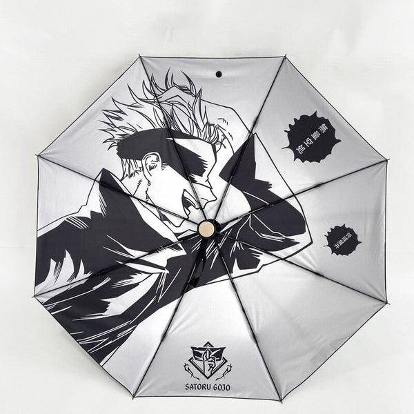 Anime Jujutsu Kaisen Gojo Satoru Regenschirm mit doppeltem Verwendungszweck, tragbar, faltbar, Sonne, Regen, Regenschirm, Männer, Frauen, Studenten, Regenschirm, Weihnachtsgeschenke