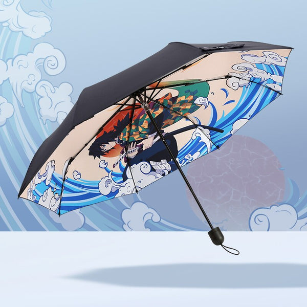 Anime Umbrella Demon S Slayer Kimetsu Yaiba Umbrella Ninja Samurai Three-folding Sunny Rain Dual Use Umbrella
