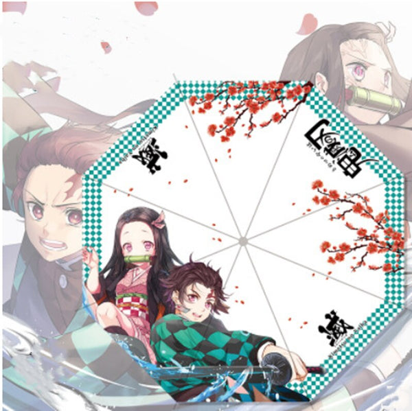 Anime Demon S Slayer Kimetsu Yaiba Funny Fold Umbrellas Sun Protection Anti-UV Cosplay Student School Sunshade Gift Halloween