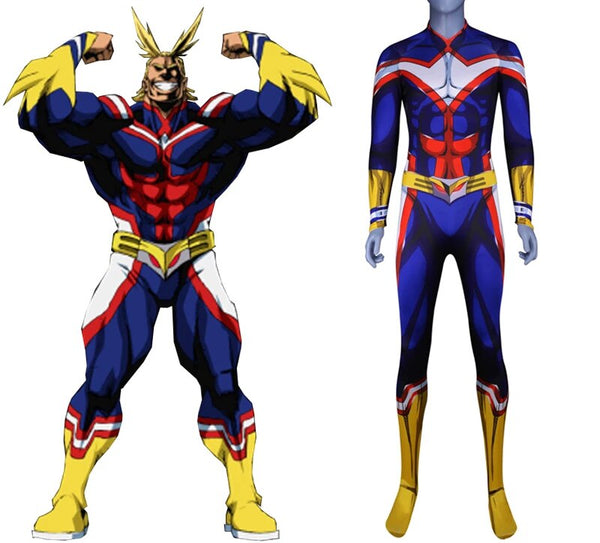 My Hero Academia All Might Cosplay Kostüm BNHA Superheld Halloween Bodysuit Erwachsene Kinder Zentai Second Skin Suit