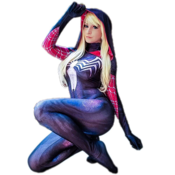 Erwachsene Kinder Venom Gwen Stacy Cosplay Kostüm Symbiote Superheld Zentai Anzug Weiblich Mädchen Frau Halloween Ganzkörperanzug