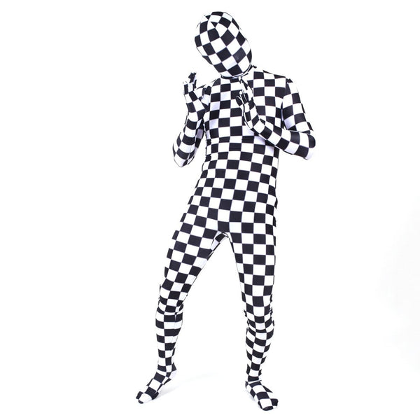 Adults Kids checkerboard Zentai Cosplay Costume SuperheroZentai Full Body Suit Halloween Bodysuit