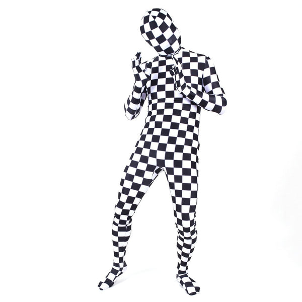 Adults Kids checkerboardrd Zentai Cosplay Costume Superhero Zentai Full Body Suit Halloween Bodysuit