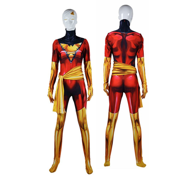 Adults Kids Dark Costume Phoenixs Cosplay Female Woman Girls Red Grey Superhero Halloween Bodysuit