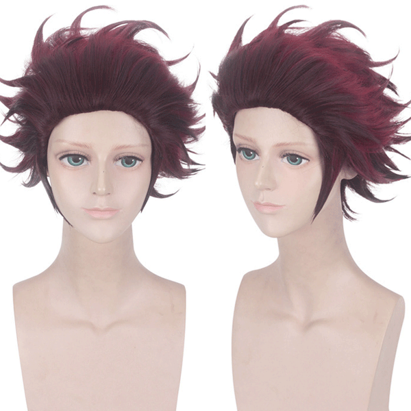 Anime Demon Slayer Kamado Tanjirou Cosplay Wig 30cm Short Heat Resistant Synthetic Hair