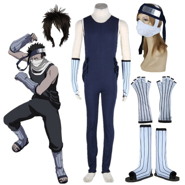 Anime cosplay Zabuza cosplay Costumes Wig Dark blue jumpsuit + shoes Suit Halloween Masquerade Party Cosplay