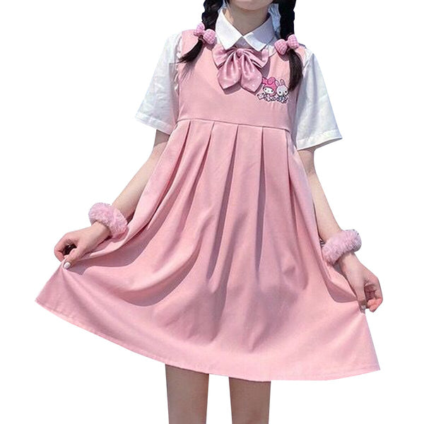 Kawaii Y2k Clothes Lolita Cartoon Printing Dresses for Women 2021 Korean Fashion Cute Sleeveless Summer Dress Schoolgirl