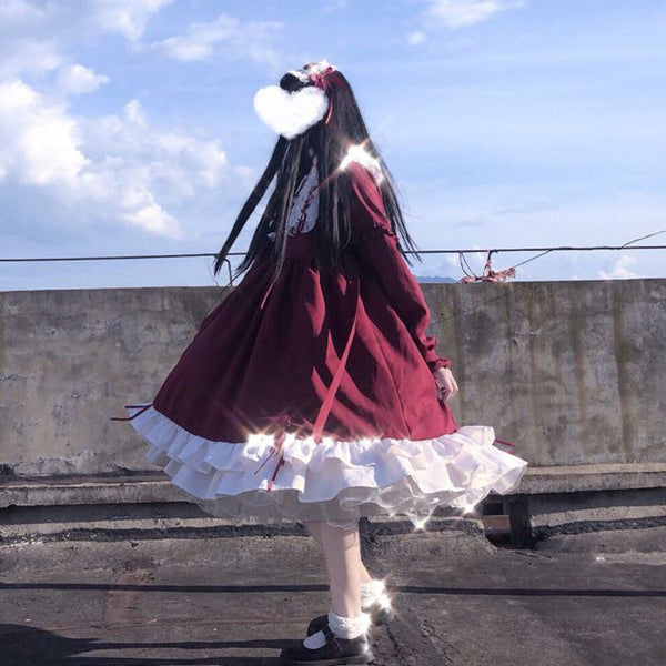 Gothic Lolita Dress Women Soft Sisters Victorian Medieval Lace Red Blue Pink Party Dress Female Princess Dress Halloween Costume