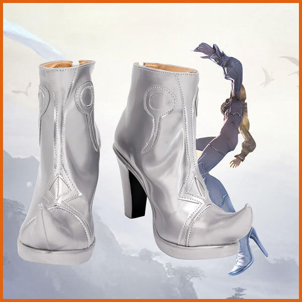 Finals Cosplay Fantasysy XIV FF14s Rynene Cosplay Boots Sliver Shoes High Heel Custom Made Any Size