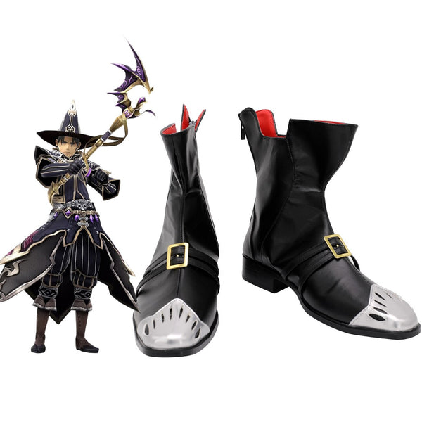 Final Cosplay Fantasy XIV FF14 Black Mage Level 80 Cosplay Boots Black Shoes Custom Made Any Size