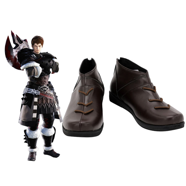 Final Cosplay Fantasy XIV FF14 Ardbert Cosplay Shoes Brown Boots Custom Made Any Size for Unisex