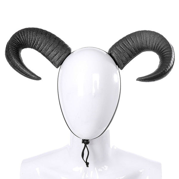 Demon Evil cosplay Headwear Pure Black OX Horns Gothic Halloween Prop Hairband Horn Headband for Adult