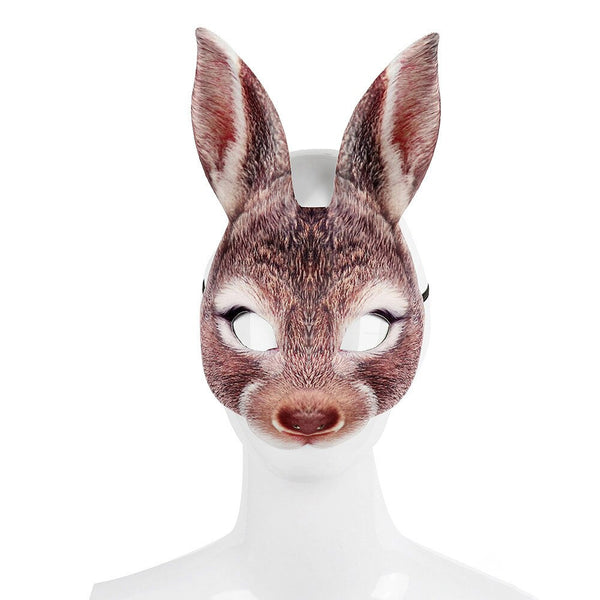 3D Party Animal Realstic EVA Black And White Adult Anime Face Cosplay Masquerade Bunny Ears Rabbit Mask
