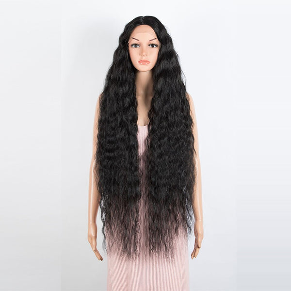 Synthetic Wig Curly Wave Hair Wigs For Black Women 42 Inch Ombre Blonde Grey Rainbow Simulation Scalp Synthetic Cosplay