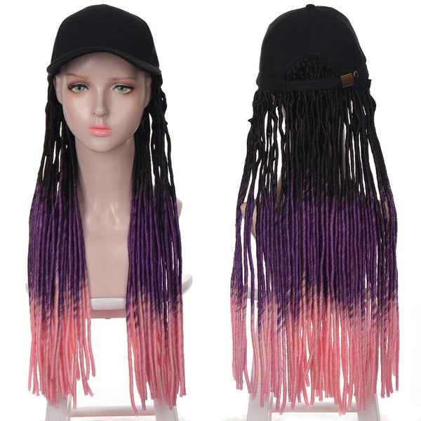 Long Synthetic Natural Braided Wigs With Cap Ombre Highlight Hair No Lace Full Machine 4 Hair Colors Cap Wig For Women