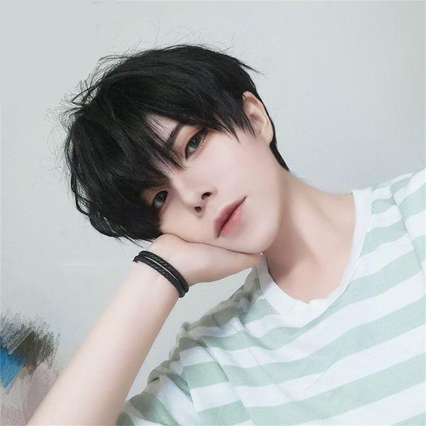 Realistic wigs, handsome short hair, natural fluffy everyday black men's short heat-resistant hair Cosplay wig