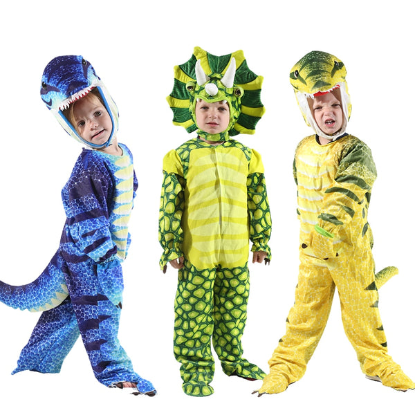 Kids Purimim Costumes Halloween Christmas Triceratops Dinosaur T Rex Cosplay Costume Jumpsuit Carnival Party Costumes Disfraz