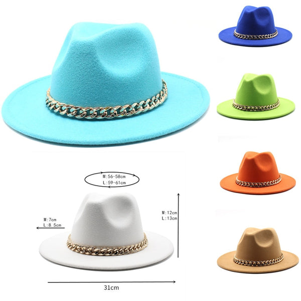 Natürliche Farbe Fedora Hüte Herren Hüte Damen Filz Jazz Ringschnalle Zubehör Panama Fedora Hüte