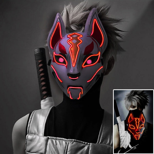 Fox Mask Kakashi Cosplay Mask Led Mask /Non-luminance Mask Adult Halloween Masks Costume Prop