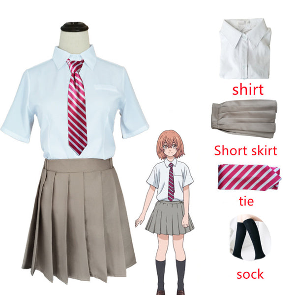 Tokyo cos Revengers Tachibana Hinata Cosplay Costume JK School Outfits Shirt Tie Skirt Socks Suit Halloween Anime Clothes Disfraz