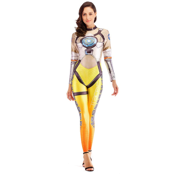 Halloween costumes 3D Printing Over watches Lady D VAva a Tracer Costume for Women Cosplay OWs dvava Tracerer Zentai Spandex Dvava Bodysuit