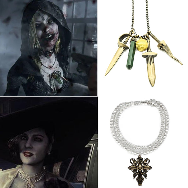exotic accessories Vampire Witch Daniela Bela Cassandra Alcina Lady Dimitrescu Cosplay Metal Pearl Necklace Made Woman Jewelry