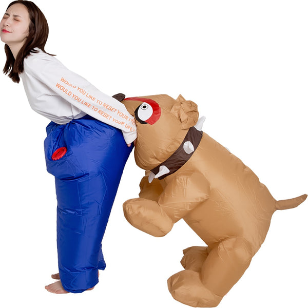 Shark Dog Bit Hose Aufblasbares Kostüm Cosplay Funny Air Blow Up Suit Party Kostüm Kostüm Halloween Kostüm für Erwachsene