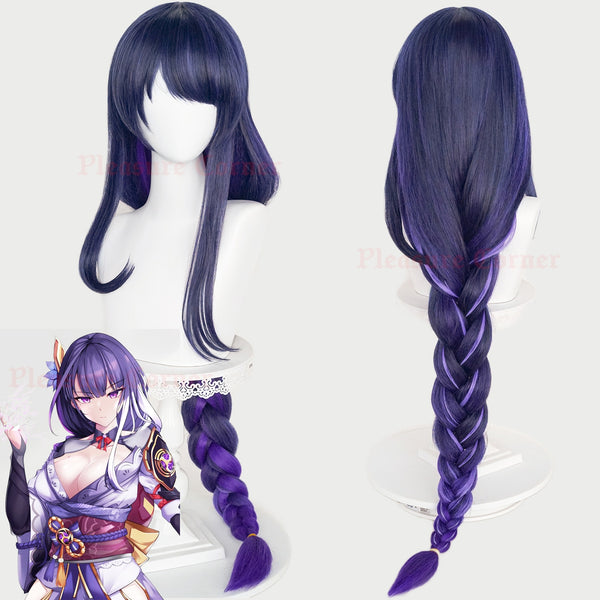 Game Anime Genshing and Impacts Shogunun Cosplay Wig Pre Styled Blue Long Heat Resistant Synthetic Raiden Baalal Cosplay Wig for Coser