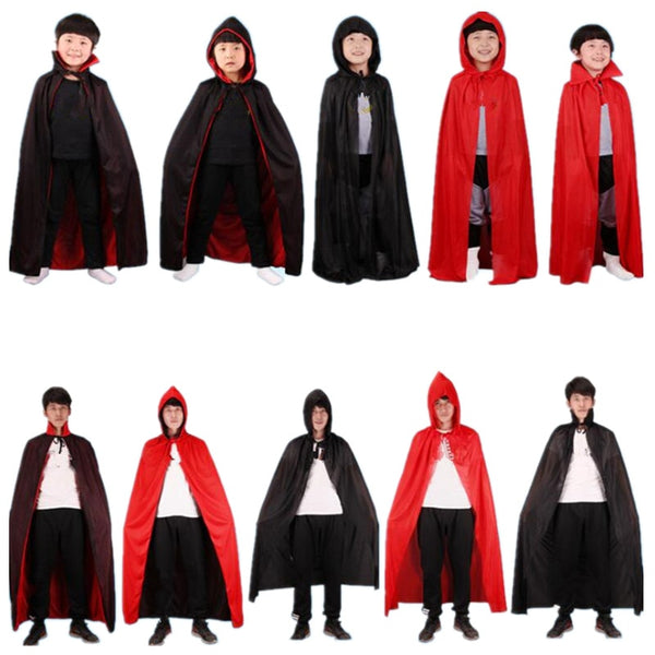 Kinder Erwachsene Schwarz Rot Todesteufel Vampir Umhang Bühnenaufführung Umhang Geburtstagsparty Cosplay Kostüm Halloween Weihnachten Weihnachten