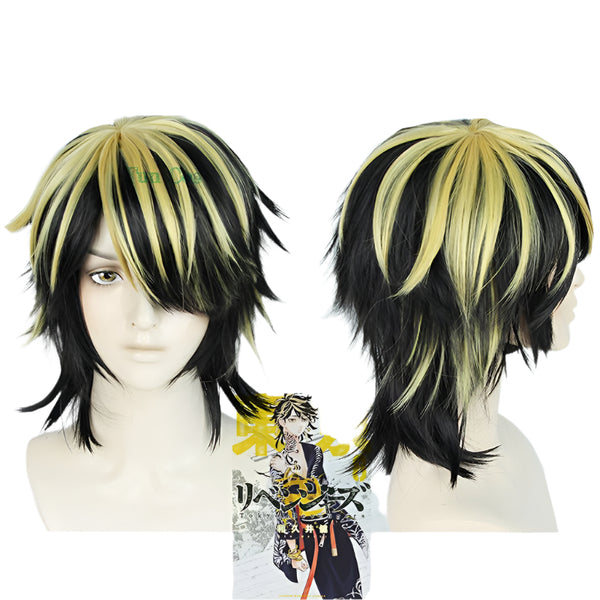 New Tokyo Anime Revengersrs Hanemiyaya Kazutorara Cosplay Wig Black Golden Short Wig Tokyo Manjiji Gang Captain Fiber Hair Woman Man