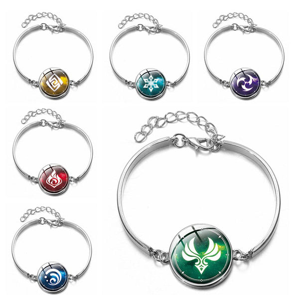 Anime Genshin Impact Game Cosplay Prop Eye of God Water Wind Thunder Fire Rock Ice Element alloy Bracelet Jewelry Accessories