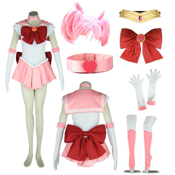Anime Cosplay Sailors My Stars Chibibi Small Lady Chibiusasa with pink wig Halloween Cosplay Costume  Halloween
