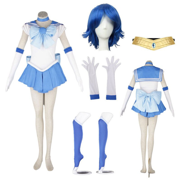 Anime Cosplay Sailor a Stars a sailor mercuryry Dress with wig Halloween Cosplay Costume Halloween