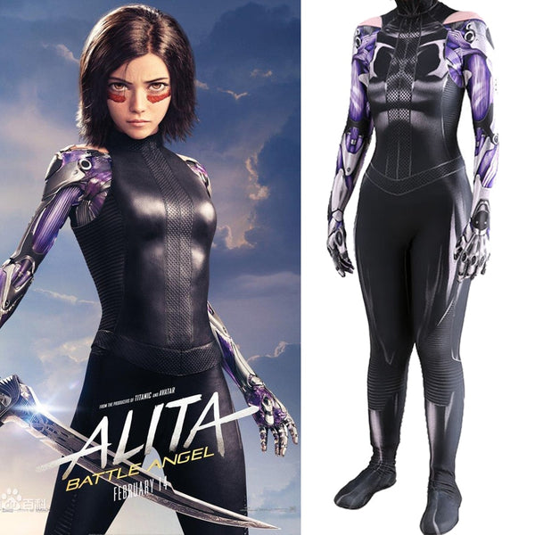 Für Frauen/Mädchen/Kinder Film Alita: Battle Angel Cosplay Kostüm Lycra Spandex Haloween Custome Zentai Bodysuit Anzug Overalls
