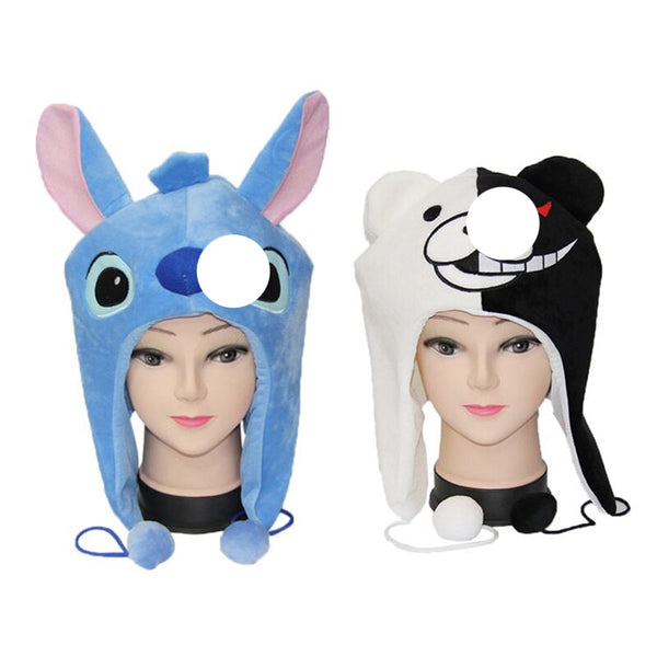 Animal Plush Cotton Hat Cosplay Funny Hats Kawaii monokumama Purple cat Bear Cap Headgear Headwear Women Men Halloween Hats